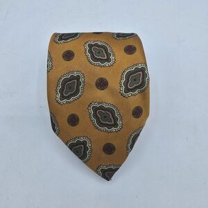 Vintage EUC 615 Collection Tie USA Necktie Yellow Gold Geometric 57.5 X 3.5 Inch